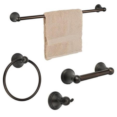 TEMPLETON Bay Hill Series Bathroom Hardware Set; Oil Rubbed Bronze; 4-Piece Set; With 24 in. Towel Bar TE63992